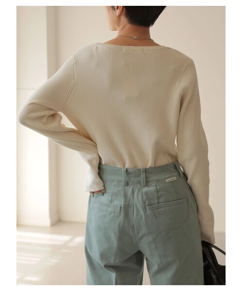 AMERICAN HOLIC（アメリカンホリック）の「≪USED≫ボートネックリブ違いニットプルオーバー（トップス・アイボリー/ブラック・M/L）」の10枚目の写真