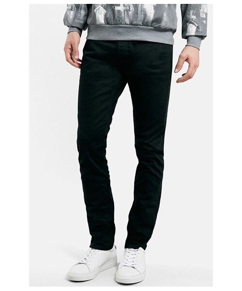 TOPMAN(トップマン)の「Topman Slim Fit Stretch Jeans (Black)(デニムパンツ・メンズ・Black・Short 32 x 30/Long 34 x 34/Short 30 x 30/Long 36 x 34/Long 32 x 34/Regular 30 x 32/Regular 34 x 32/Regular 32 x 32)」の1枚目の写真