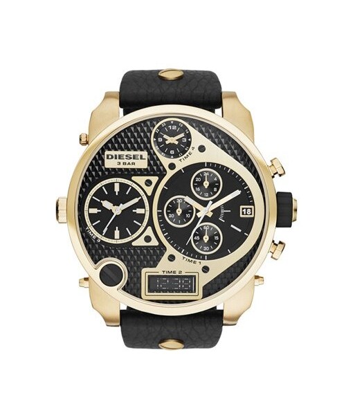 DIESEL（ディーゼル）の「DIESEL® 'Mr. Daddy' Leather Strap Watch, 58mm（アナログ腕時計・メンズ・Black/ Gold）」の3枚目の写真