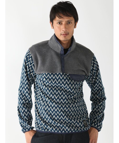 MANASTASH（マナスタッシュ）の「MANASTASH/マナスタッシュ ZIG ZAG FLEECE (617)（ジャケット/アウター・メンズ・ORANGE/ROYAL・M/L）」の2枚目の写真