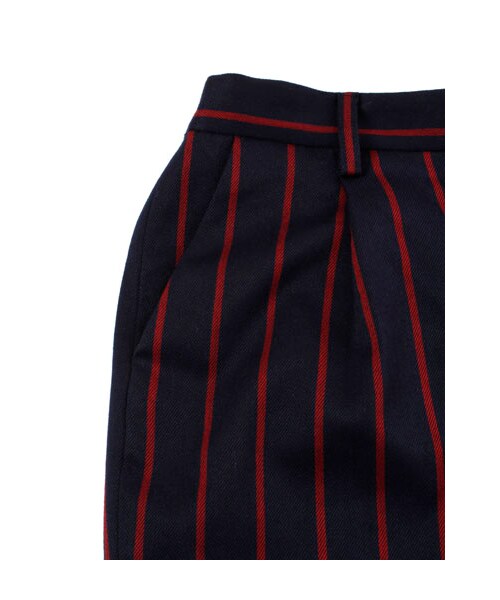 w closet（ダブルクローゼット）の「先染めストライプタックパンツ（パンツ・レディース・ネイビー×レッド/ブラック×オフホワイト・FREE）」の7枚目の写真