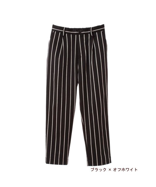w closet（ダブルクローゼット）の「先染めストライプタックパンツ（パンツ・レディース・ネイビー×レッド/ブラック×オフホワイト・FREE）」の3枚目の写真