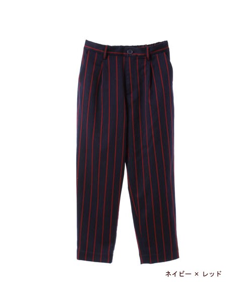 w closet（ダブルクローゼット）の「先染めストライプタックパンツ（パンツ・レディース・ネイビー×レッド/ブラック×オフホワイト・FREE）」の2枚目の写真