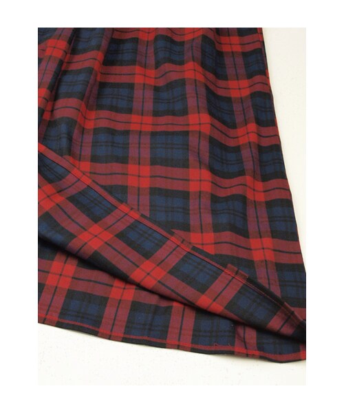 w closet(ダブルクローゼット)の「チェック柄切替ロングワンピース(ワンピース/ドレス・レディース・オフホワイト×ブラック/レッド/グリーン・FREE)」の10枚目の写真