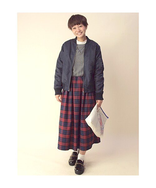 w closet(ダブルクローゼット)の「チェック柄切替ロングワンピース(ワンピース/ドレス・レディース・オフホワイト×ブラック/レッド/グリーン・FREE)」の12枚目の写真