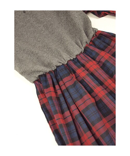 w closet(ダブルクローゼット)の「チェック柄切替ロングワンピース(ワンピース/ドレス・レディース・オフホワイト×ブラック/レッド/グリーン・FREE)」の8枚目の写真