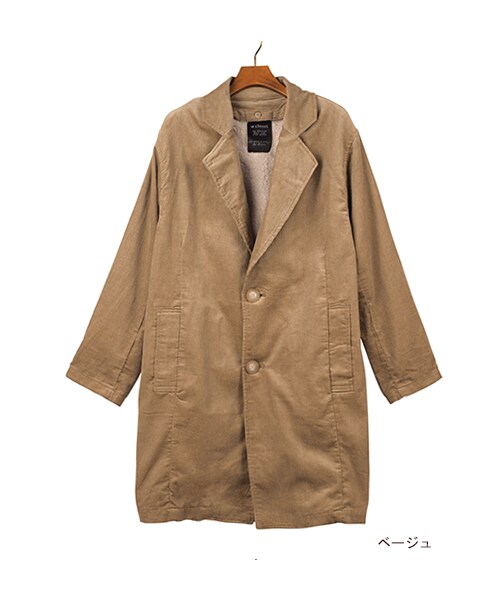 w closet(ダブルクローゼット)の「16Wコーデュロイチェスターコート(トップス・レディース・ベージュ/オリーブグレー/ネイビー・FREE)」の2枚目の写真