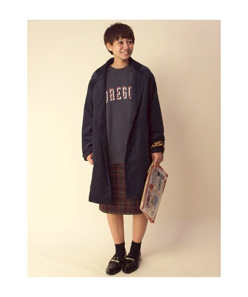 w closet(ダブルクローゼット)の「16Wコーデュロイチェスターコート(トップス・レディース・ベージュ/オリーブグレー/ネイビー・FREE)」の12枚目の写真