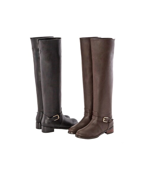 gracegift（グレースギフト）の「後V口實搭素面過膝靴（シューズ・レディース・深咖/黑・35/36/37/38/39/40/41）」の10枚目の写真