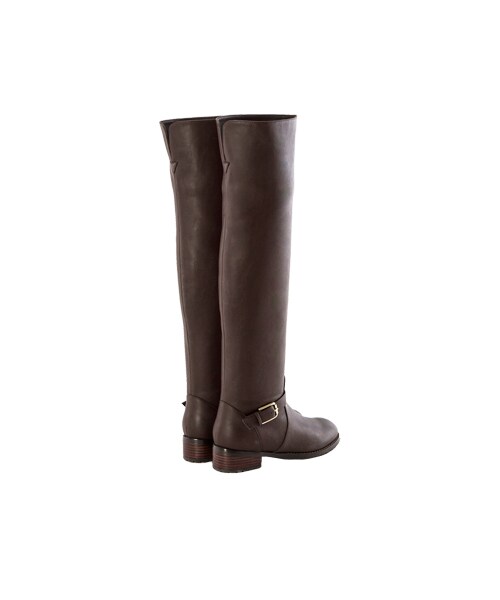 gracegift（グレースギフト）の「後V口實搭素面過膝靴（シューズ・レディース・深咖/黑・35/36/37/38/39/40/41）」の4枚目の写真