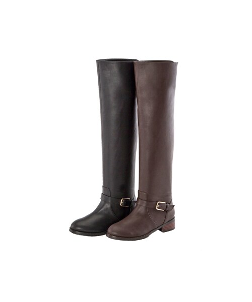 gracegift（グレースギフト）の「後V口實搭素面過膝靴（シューズ・レディース・深咖/黑・35/36/37/38/39/40/41）」の20枚目の写真