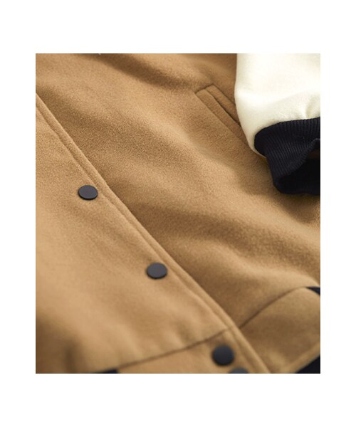 gracegift（グレースギフト）の「復古撞色拼接棒球外套（ジャケット/アウター・レディース・淺棕・S/M）」の3枚目の写真