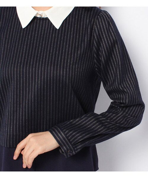 mysty woman（ミスティウーマン）の「フェイクレイヤード長袖トップス（トップス・レディース・グリーン/ネイビー/ブラック・M）」の8枚目の写真