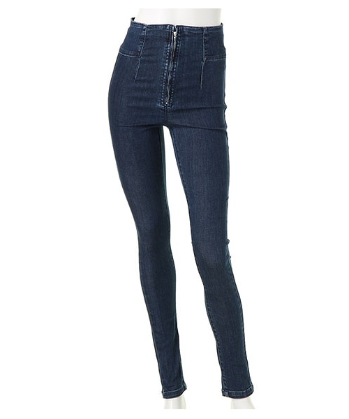 SPIRALGIRL（スパイラルガール）の「Fファスナーデニムハイウエストスキニー14AW（パンツ・レディース・インディゴブルー/ネイビー・1/2）」の2枚目の写真