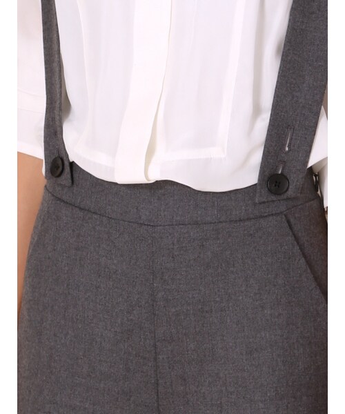 qualite（カリテ）の「ワイドサスペンダーパンツ（パンツ・レディース・グレー/ブラック・1/2）」の7枚目の写真