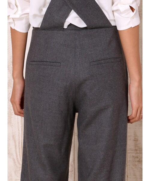 qualite（カリテ）の「ワイドサスペンダーパンツ（パンツ・レディース・グレー/ブラック・1/2）」の6枚目の写真
