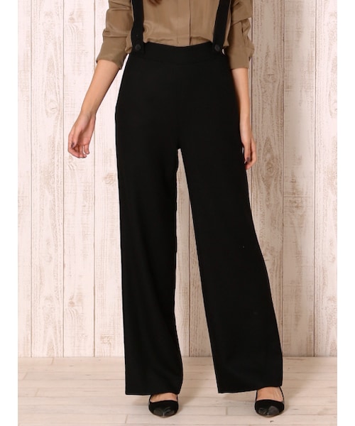 qualite（カリテ）の「ワイドサスペンダーパンツ（パンツ・レディース・グレー/ブラック・1/2）」の2枚目の写真