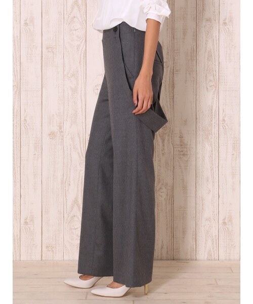 qualite（カリテ）の「ワイドサスペンダーパンツ（パンツ・レディース・グレー/ブラック・1/2）」の4枚目の写真