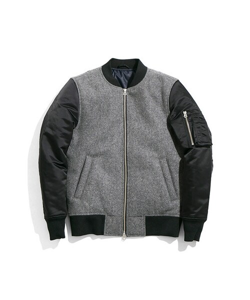 URBAN RESEARCH(アーバンリサーチ)の「URiD FABRIC MIX MA-1(ジャケット/アウター・メンズ・BLACK/GRAY・M/L)」の2枚目の写真