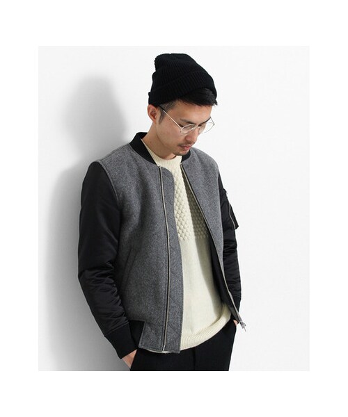 URBAN RESEARCH(アーバンリサーチ)の「URiD FABRIC MIX MA-1(ジャケット/アウター・メンズ・BLACK/GRAY・M/L)」の13枚目の写真