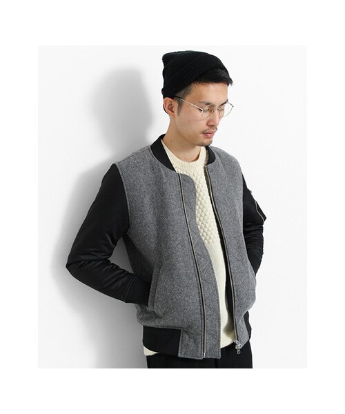URBAN RESEARCH(アーバンリサーチ)の「URiD FABRIC MIX MA-1(ジャケット/アウター・メンズ・BLACK/GRAY・M/L)」の14枚目の写真