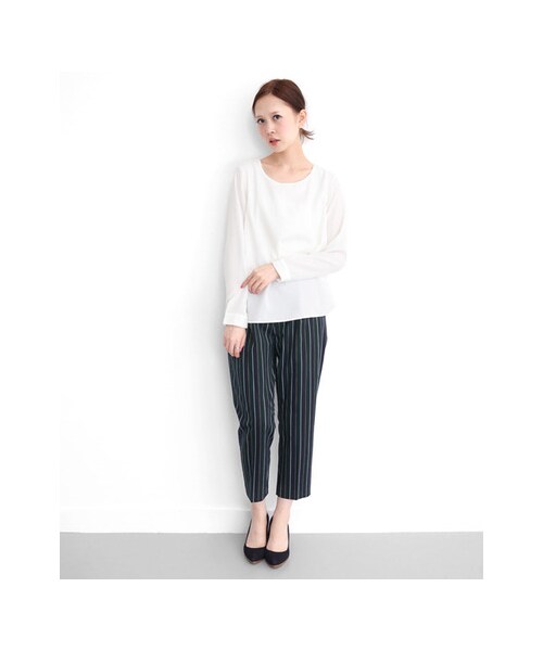 KBF（ケイビーエフ）の「レジメンタルストライプパンツ（パンツ・レディース・BORDEAUX/NAVY・one）」の4枚目の写真