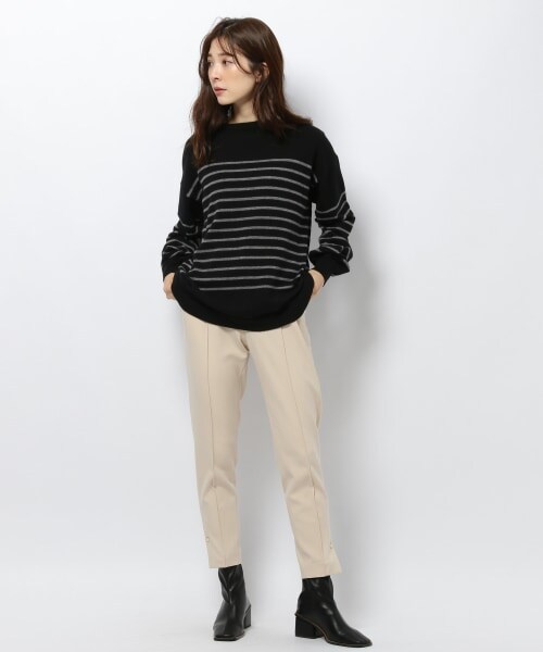 BARNYARDSTORM（バンヤードストーム）の「≪WEB先行予約≫ボーダーニット（トップス・ブラック/キャメル・S(0)/M(1)）」の3枚目の写真