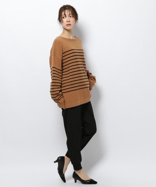 BARNYARDSTORM（バンヤードストーム）の「≪WEB先行予約≫ボーダーニット（トップス・ブラック/キャメル・S(0)/M(1)）」の8枚目の写真