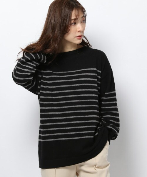 BARNYARDSTORM（バンヤードストーム）の「≪WEB先行予約≫ボーダーニット（トップス・ブラック/キャメル・S(0)/M(1)）」の6枚目の写真