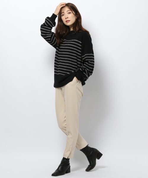 BARNYARDSTORM（バンヤードストーム）の「≪WEB先行予約≫ボーダーニット（トップス・ブラック/キャメル・S(0)/M(1)）」の4枚目の写真