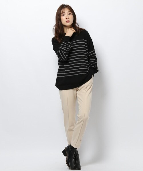 BARNYARDSTORM（バンヤードストーム）の「≪WEB先行予約≫ボーダーニット（トップス・ブラック/キャメル・S(0)/M(1)）」の5枚目の写真