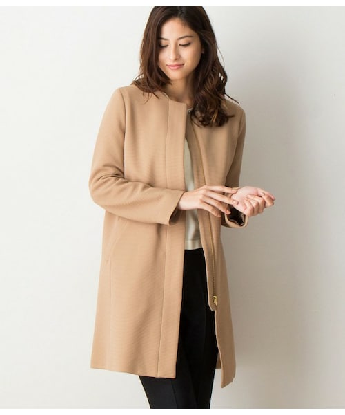 ROPE'（ロペ）の「【トールサイズ】ジップノーカラーコート（アウター・ワンピース・レディース・ブラック/キャメル・EX2/EX3）」の3枚目の写真