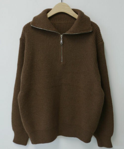 DHOLIC STYLE（ディーホリックスタイル）の「[danilove] ハーフジップアップニット（ニット/セーター・レディース・ブルー/ブラウン/ベージュ/ホワイト・ONESIZE）」の3枚目の写真