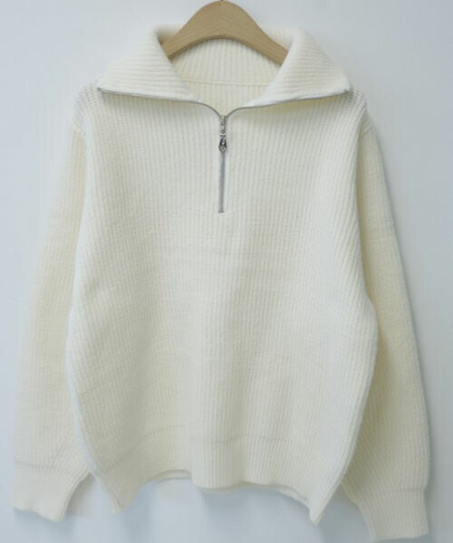 DHOLIC STYLE（ディーホリックスタイル）の「[danilove] ハーフジップアップニット（ニット/セーター・レディース・ブルー/ブラウン/ベージュ/ホワイト・ONESIZE）」の2枚目の写真