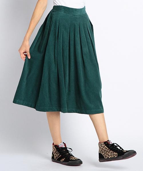 DOUBLE NAME（ダブルネーム）の「タックギャザー膝丈ＳＫＴ（スカート・レディース・ネイビー/グリーン/レッド/キナリ・FREE）」の2枚目の写真