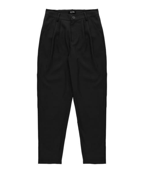 Re:EDIT(リエディ)の「鈴木えみ着用 Sweet掲載 ベーシックテーパードタックパンツ(パンツ・レディース・ブラック/キャメル/バーガンディ/オレンジレッド/ブルーグリーン/ネイビー/チェックレッド/チェックグリーン/チェックネイビー/ストライプブラック/ストライプグレー/ストライプネイビー/ストライプレッド/ストライプグリーン/グレンチェック/格子ブラック/格子ネイビー・S/M/L)」の4枚目の写真