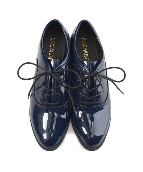 Re:EDIT（リエディ）の「鈴木えみ着用 Sweet掲載 CHICMUSEエナメルローヒールレースアップパンプス（シューズ・レディース・ブラック/ホワイト/ベージュ/レッド/グリーン/ネイビー・S/M/L/LL）」の8枚目の写真