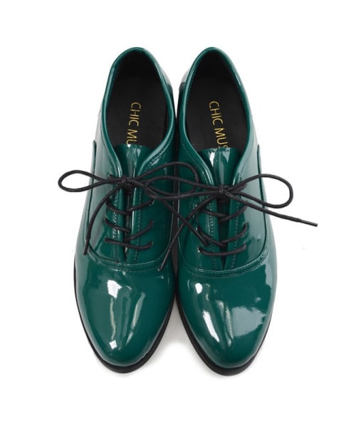 Re:EDIT（リエディ）の「鈴木えみ着用 Sweet掲載 CHICMUSEエナメルローヒールレースアップパンプス（シューズ・レディース・ブラック/ホワイト/ベージュ/レッド/グリーン/ネイビー・S/M/L/LL）」の7枚目の写真