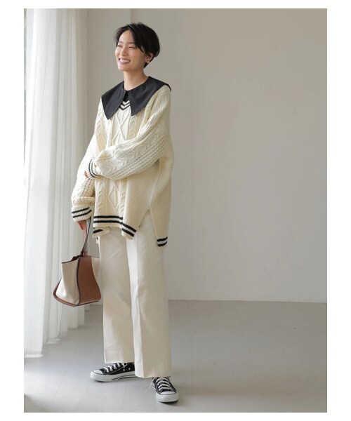 AMERICAN HOLIC(アメリカンホリック)の「ストレッチコールテンセンタープレスパンツ(パンツ・オフホワイト/チャコールグレー/グレーベージュ/サックスブルー・XS/S/M/L)」の17枚目の写真