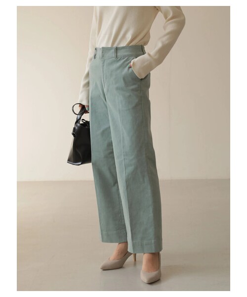 AMERICAN HOLIC(アメリカンホリック)の「ストレッチコールテンセンタープレスパンツ(パンツ・オフホワイト/チャコールグレー/グレーベージュ/サックスブルー・XS/S/M/L)」の2枚目の写真