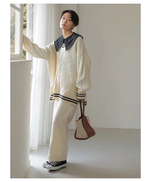 AMERICAN HOLIC(アメリカンホリック)の「ストレッチコールテンセンタープレスパンツ(パンツ・オフホワイト/チャコールグレー/グレーベージュ/サックスブルー・XS/S/M/L)」の18枚目の写真