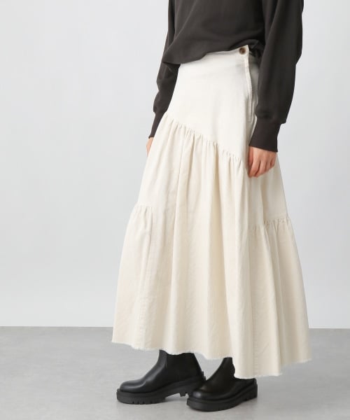 ✨美品✨45R✨コーデュロイ✨イージースカート✨KHAKI コーデュロイイージースカート（2002377382