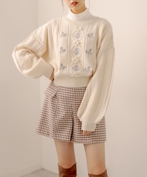 OLIVE des OLIVE | お花刺繍ケーブルニット(ニット/セーター)