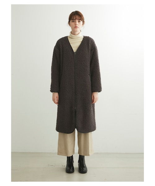 three dots（スリードッツ）の「エコファーフリース ロングコート 