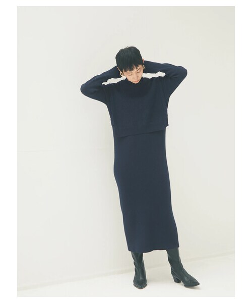 Green　Parks（グリーンパークス）の「armonia・ベストセットニットワンピース（ワンピース/ドレス・ベージュ/キャメル/ネイビー・F）」の17枚目の写真
