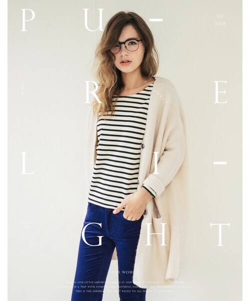 PAZZO（パッゾ）の「歐美休閒開襟長版粗針織外套（ジャケット/アウター・レディース・杏/淺灰/粉橘・F）」の3枚目の写真