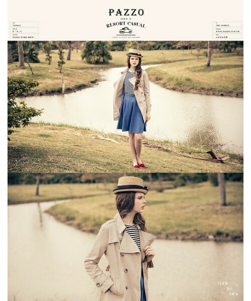 PAZZO（パッゾ）の「優雅女伶挺版斜紋風衣外套（その他・レディース・卡其/深藍・S/M/L）」の3枚目の写真