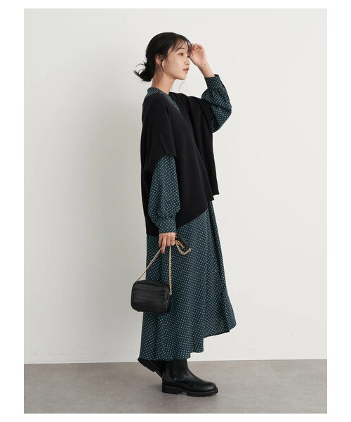 earth music&ecology(アースミュージックアンドエコロジー)の「フラワードットシャツワンピース(ワンピース/ドレス・ブラック/ブラウン/グリーン・F)」の15枚目の写真