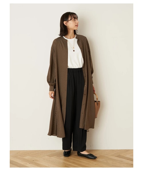 earth music&ecology(アースミュージックアンドエコロジー)の「フラワードットシャツワンピース(ワンピース/ドレス・ブラック/ブラウン/グリーン・F)」の6枚目の写真