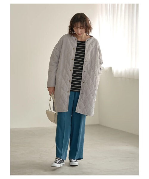 earth music&ecology（アースミュージックアンドエコロジー）の「ECORICHダブルボーダープルオーバー（トップス・オフホワイト/ブラック/ピンク/キャメル/グリーン・F）」の17枚目の写真